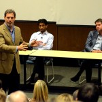 Tom Vander Ark (l.) of OpenEd Solutions moderated a panel with Shantanu Sinha of Khan Academy and John Danner of Rocketship Education.