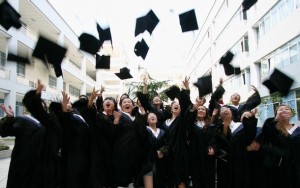A group of graduates celebrate