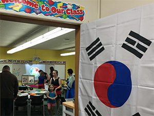 Students enter their classroom at Spokane International Academy.