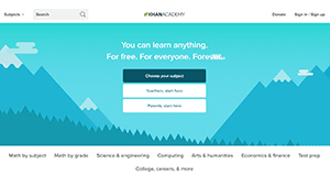 Khan Academy Homepage- Summer Learning Loss Blog